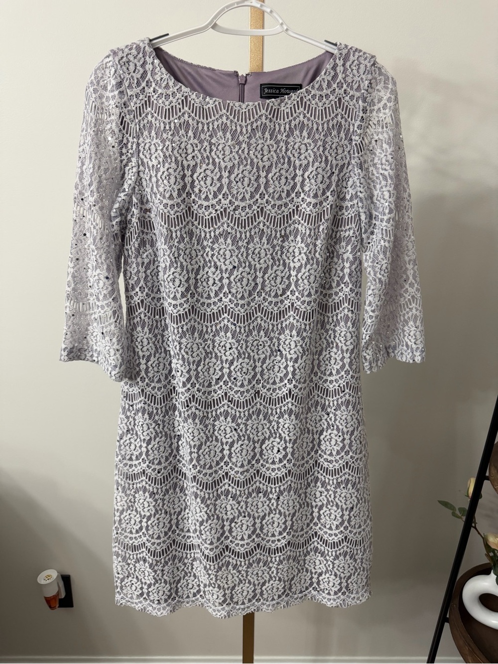 Jessica Howard Lilac Lace Midi Dress
